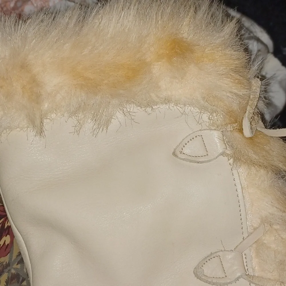 cougar beige cream lace up fur mid cuff boots size 9 - Picture 5 of 10